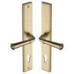 M Marcus Heritage Brass Colonial Multi-Point Door Lever Handle on Euro Lock Plate