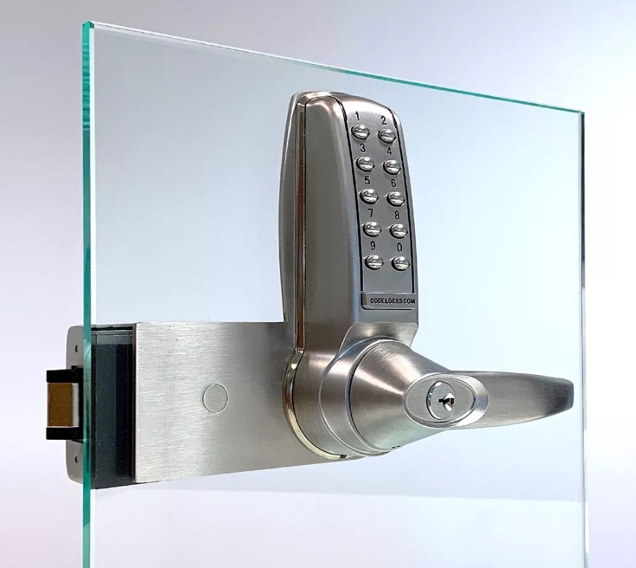 Codelocks CL4000 Electronic Glass Door Mechanical Digital Door Lock – Satin Stainless Steel