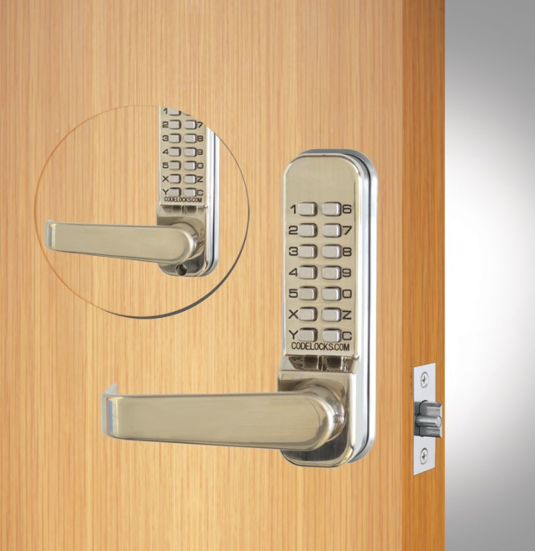 Codelocks CL410 Fire Rated Medium Duty Back to Back Mechanical Digital Door Lock with Tubular Mortice Latch – Satin Stainless Steel