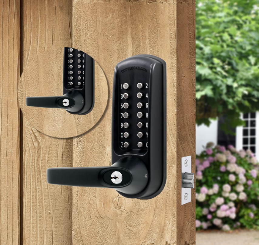 Codelocks CL610 Fire Rated Heavy Duty Marine Grade Back to Back Tubular Mortice Latch Mechanical Digital Door Lock – Matt Black