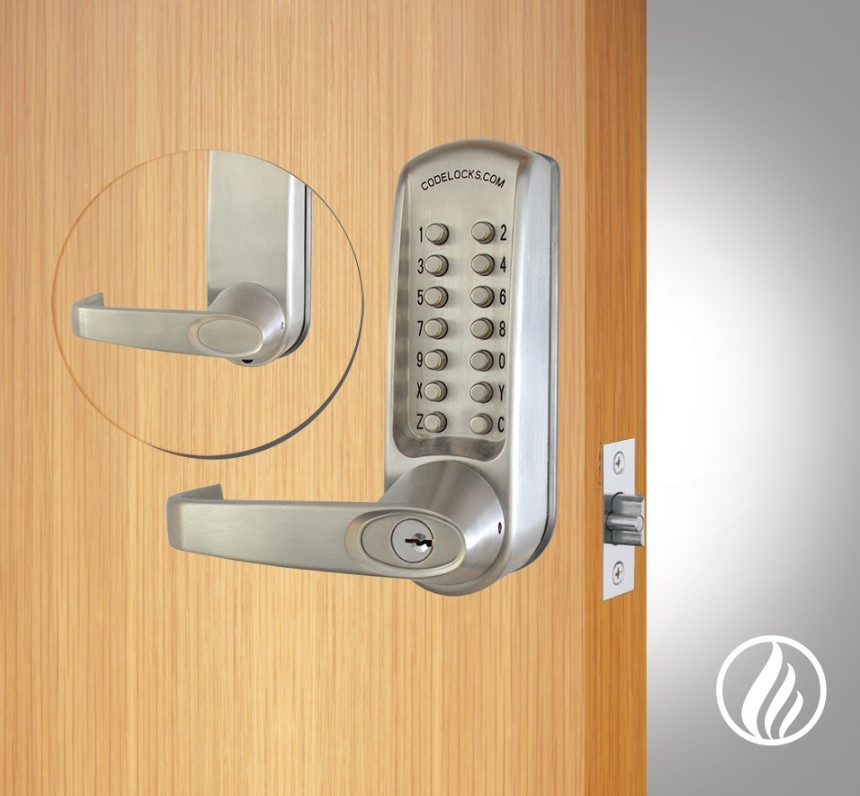 Codelocks CL610 & CL615 Fire Rated Heavy Duty Tubular Mortice Latch Mechanical Digital Door Lock with FireKit – Satin Stainless Steel