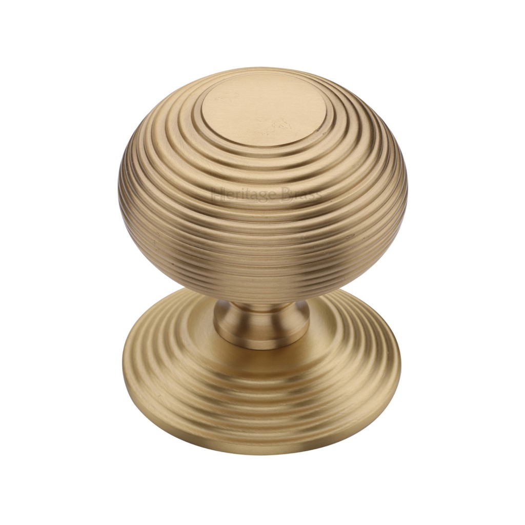 M Marcus Heritage Brass Centre Door Knob Reeded Design 76mm