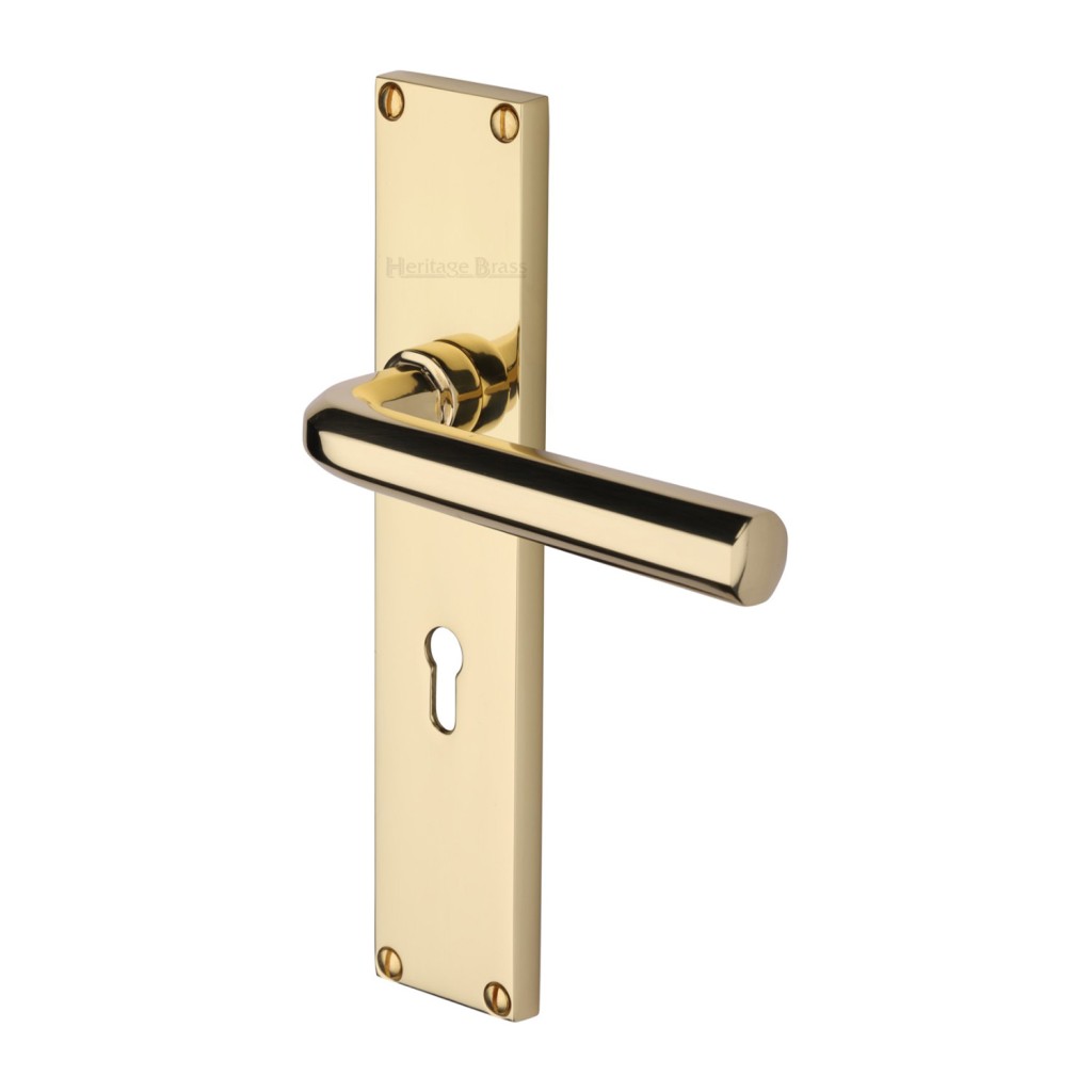 M Marcus Heritage Brass Octave Door Handle on Plate Polished Brass