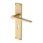 M Marcus Heritage Brass Gio Reeded Door Handle on Plate Satin Brass