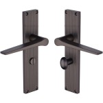 M Marcus Heritage Brass Gio Reeded Door Handle on Plate Matt Bronze