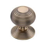 M Marcus Heritage Brass Centre Door Knob Reeded Design 76mm