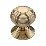 M Marcus Heritage Brass Centre Door Knob Reeded Design 76mm