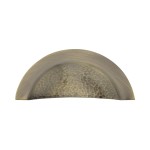 M Marcus Heritage Brass Drawer Cup Pull Crescent Hammered Design