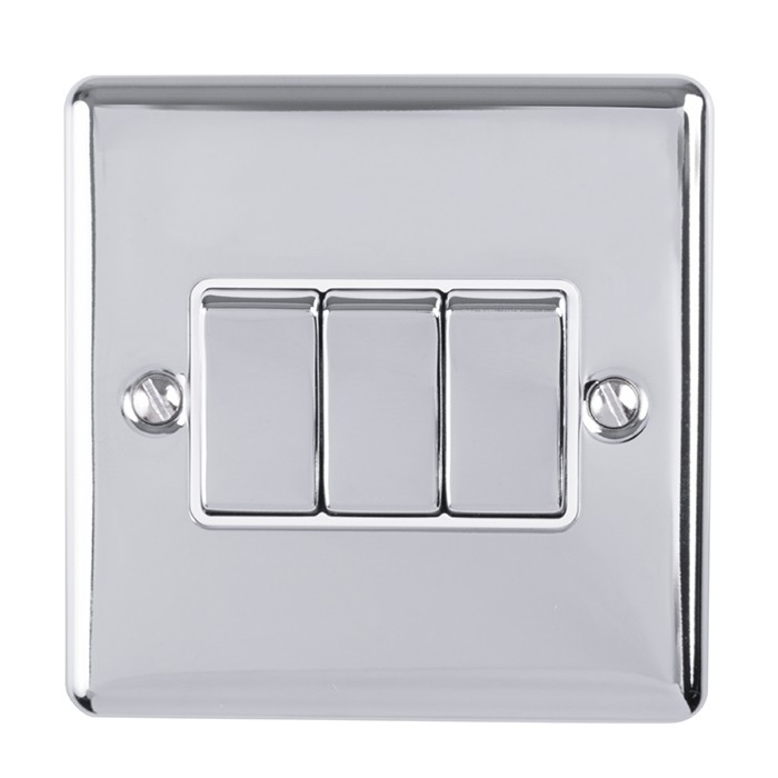 Carlisle Brass Eurolite Enhance Decorative 3 Gang 2 Way 10 Amp Rocker Switch