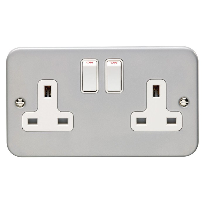 Carlisle Brass Eurolite Utility Metal Clad 2 Gang 13 Amp Double Pole Switched Socket