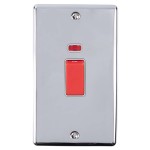 Carlisle Brass Eurolite Enhance Decorative 45 Amp Double Pole Switch with Neon Indicator - Double Vertical Plate