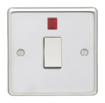 Carlisle Brass Eurolite Stainless Steel Range Round Edge 1 Gang 20 Amp Double Pole Switch with Neon Indicator