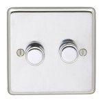 Carlisle Brass Eurolite Stainless Steel Range Round Edge 2 Gang 2 Way Push On/Off Dimmer Switch (400W)