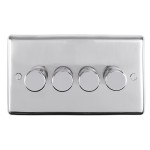 Carlisle Brass Eurolite Stainless Steel Range Round Edge 4 Gang 2 Way Push On/Off Dimmer Switch (400W)