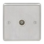 Carlisle Brass Eurolite Stainless Steel Range Round Edge 1 Gang TV Coaxial Socket