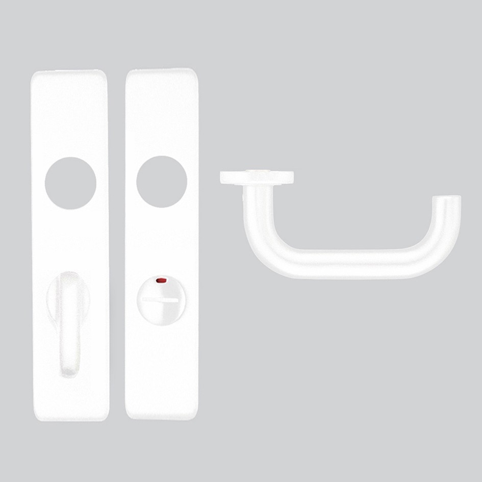 Bathroom Lever Furniture with Emergency External Release for DIN Lock Cases – Antimicrobial Eco-Friendly Matt White