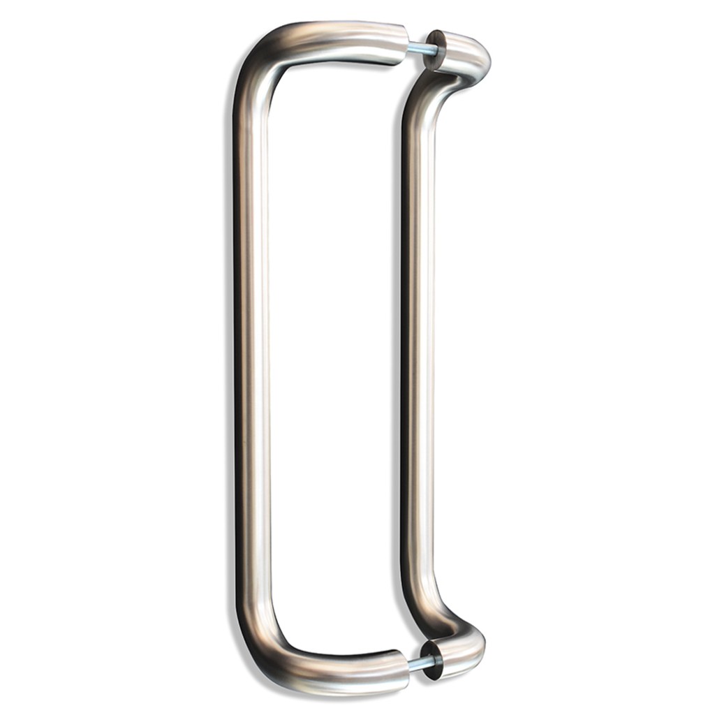 Cranked Entrance Pull Handles for Glass Doors – Antimicrobial Satin Stainless Steel