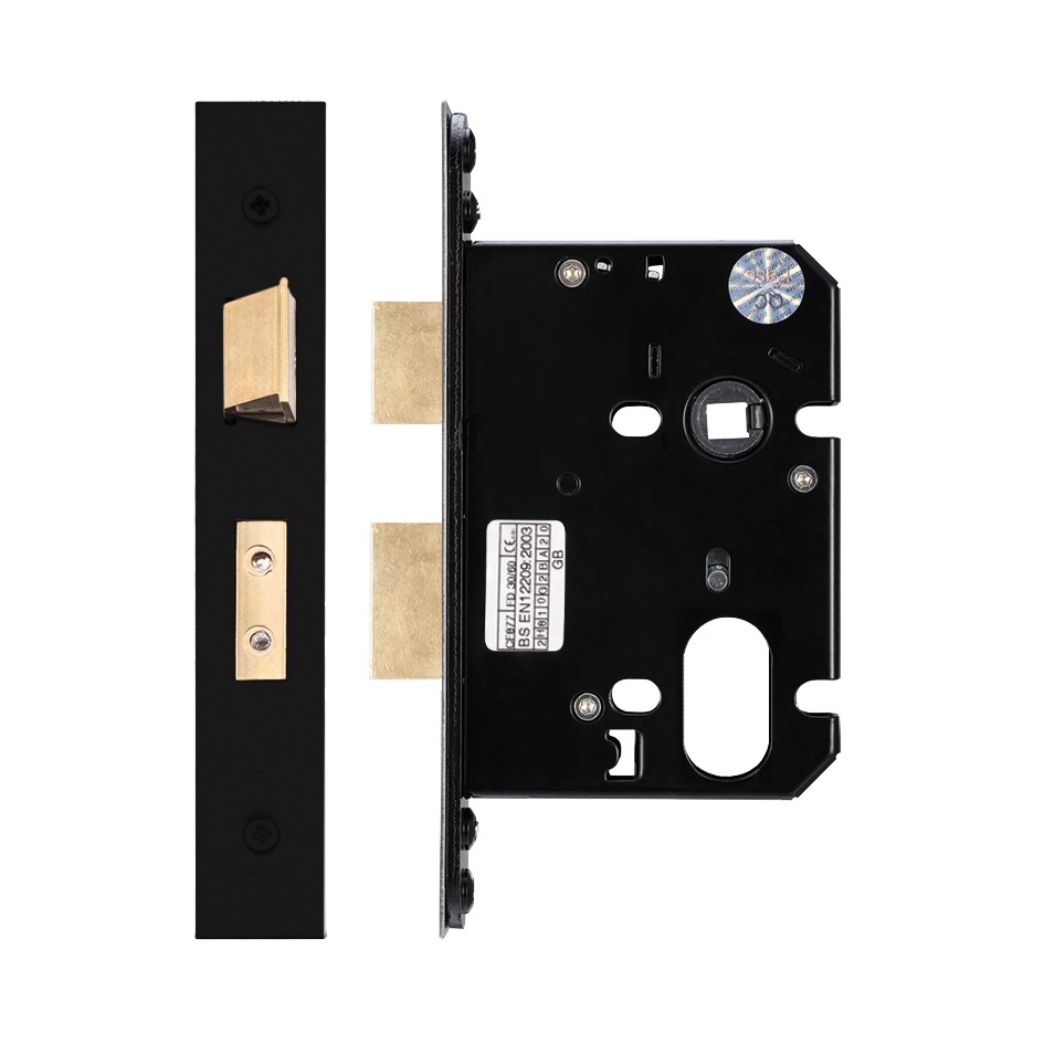 Heavy Duty Oval Sash Lock Case – Antimicrobial Eco-Friendly Matt Black