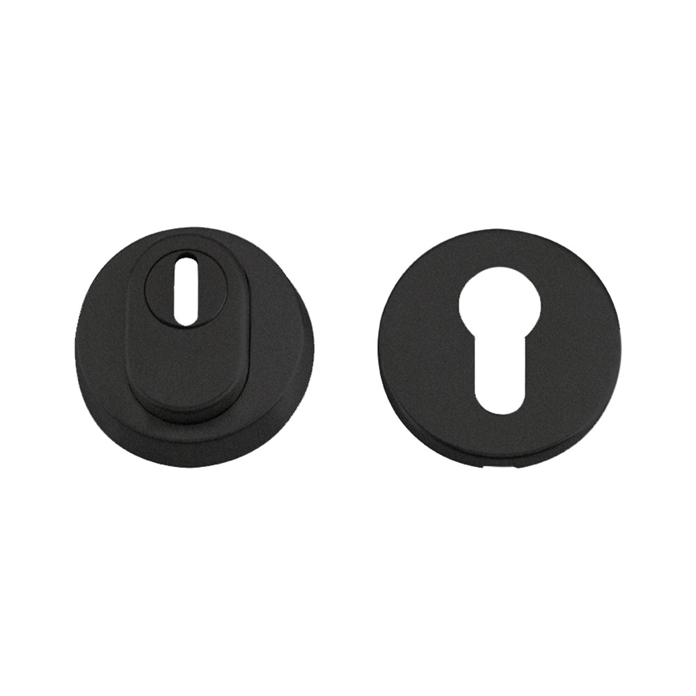 Euro Profile Security Escutcheon Set – 52mm Ø – Antimicrobial Eco-Friendly Matt Black