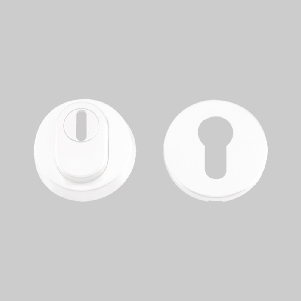 Euro Profile Security Escutcheon Set – 52mm Ø – Antimicrobial Eco-Friendly Matt White
