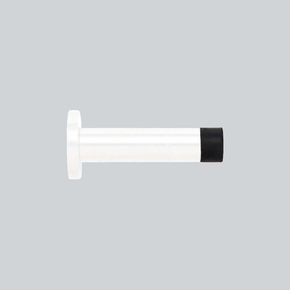 70mm Projection Wall or Skirting Mounted Door Stop on Rose – Antimicrobial Eco-Friendly Matt White