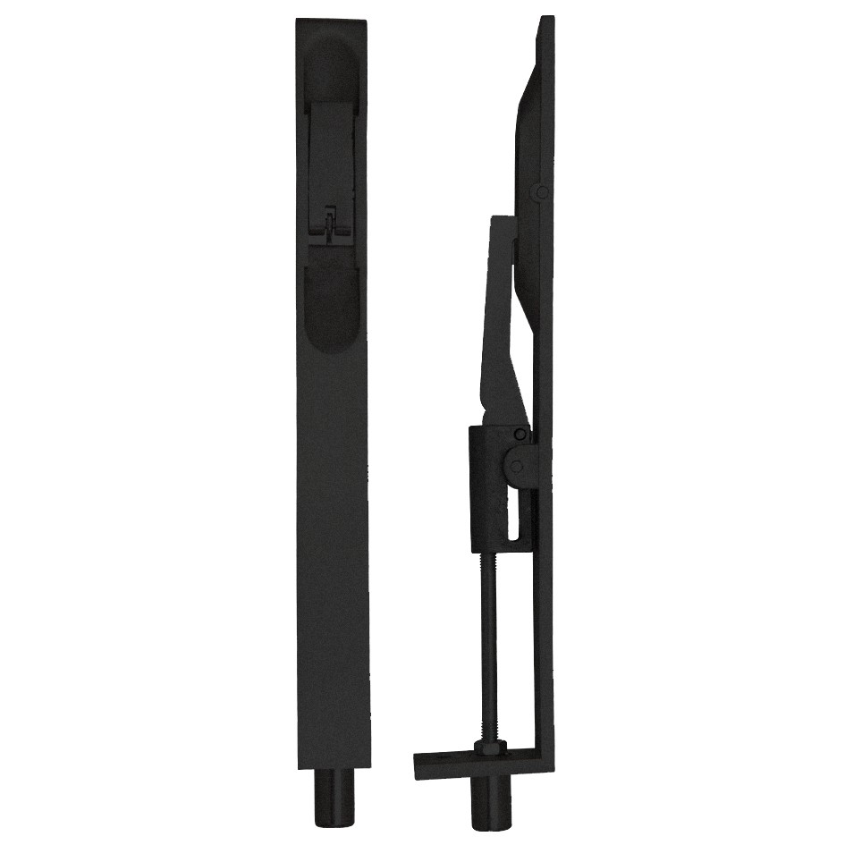 Lever Action Flush Bolts Complete With Flat Keep Plate – Square End – Antimicrobial Eco-Friendly Matt Black
