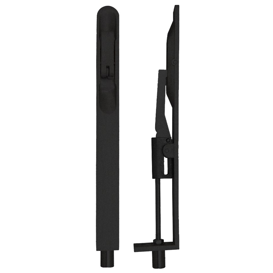 Lever Action Flush Bolts Complete With Flat Keep Plate – Radius End – Antimicrobial Eco-Friendly Matt Black