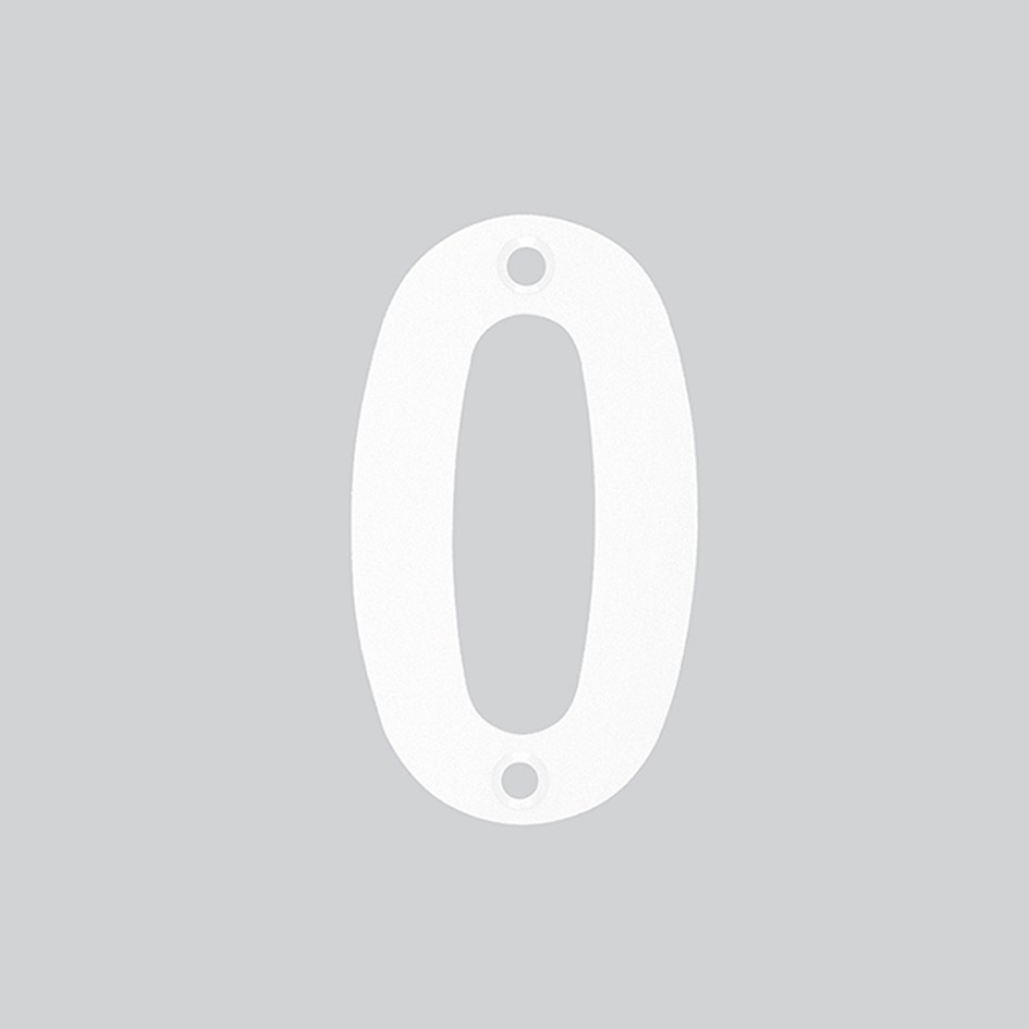 Numeral 0 –  Available in 50mm, 75mm & 100mm – Antimicrobial Eco-Friendly Matt White