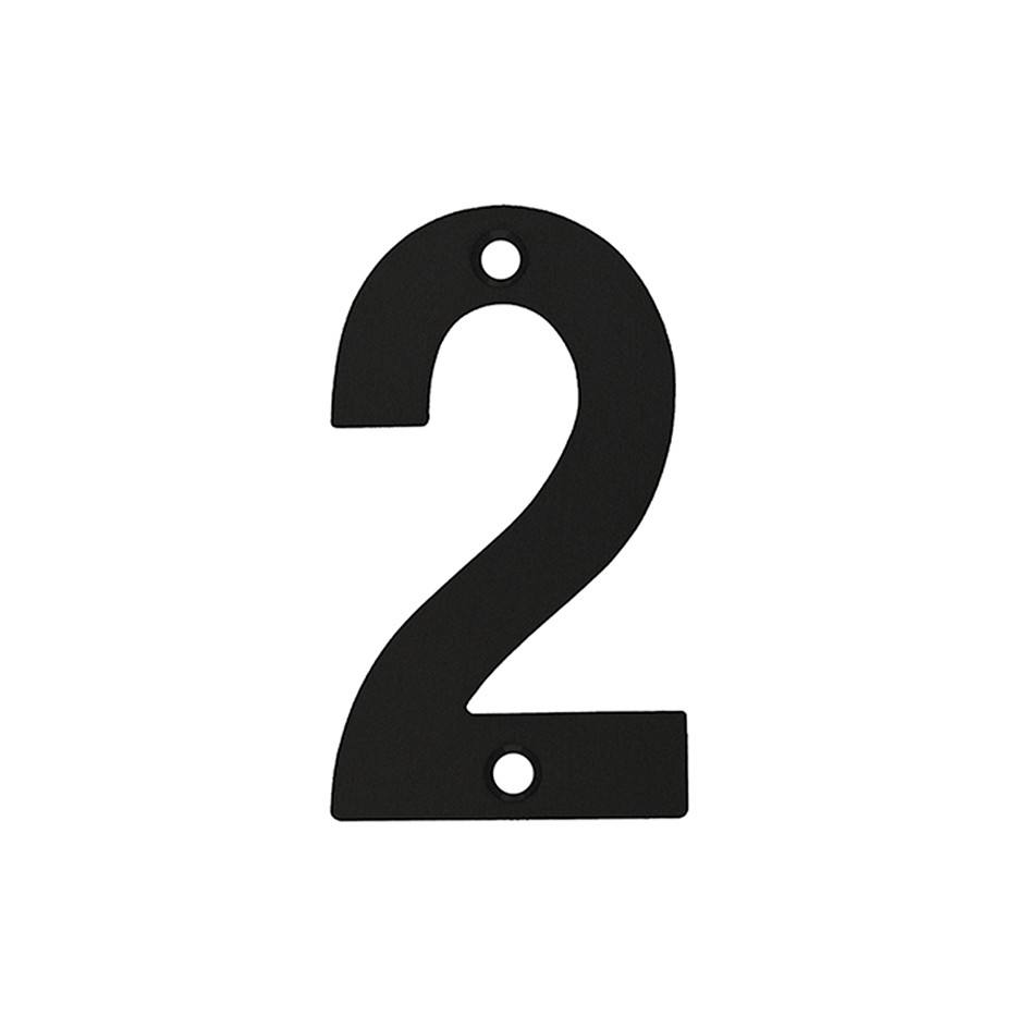 Numeral 2 – Available in 50mm, 75mm & 100mm – Antimicrobial Eco-Friendly Matt Black