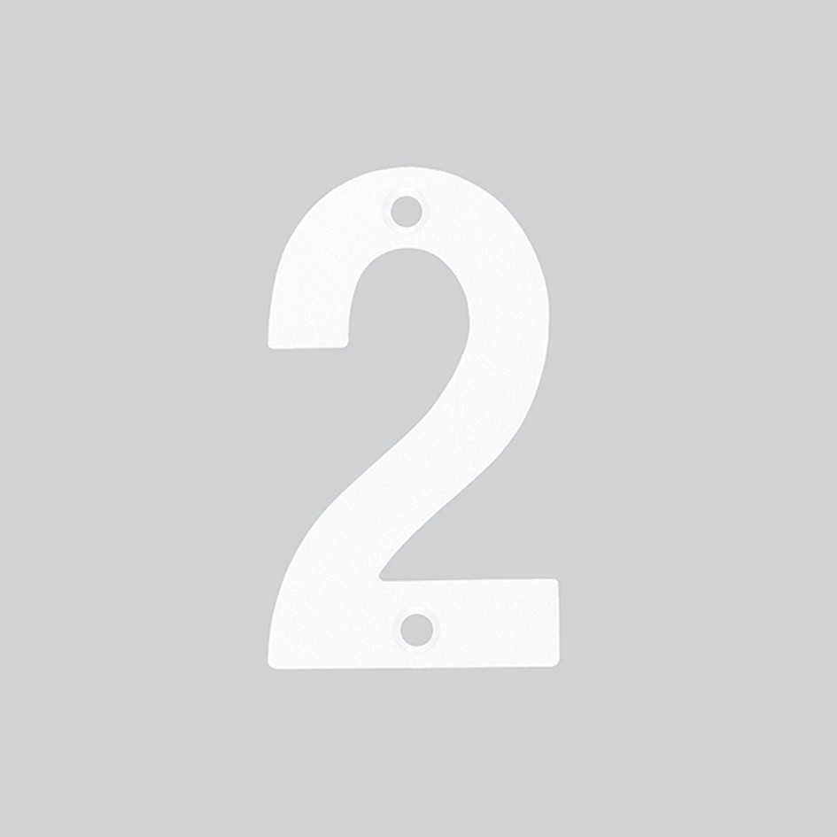 Numeral 2 – Available in 50mm, 75mm & 100mm – Antimicrobial Eco-Friendly Matt White