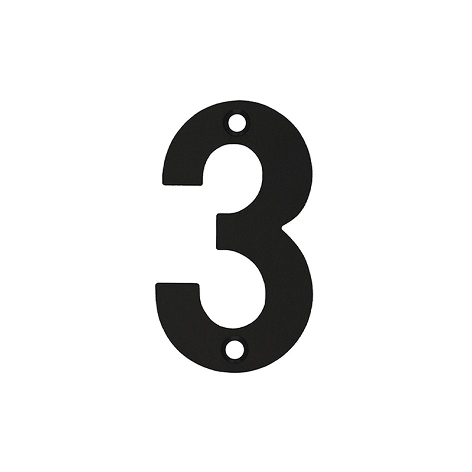 Numeral 3 –  Available in 50mm, 75mm & 100mm – Antimicrobial Eco-Friendly Matt Black