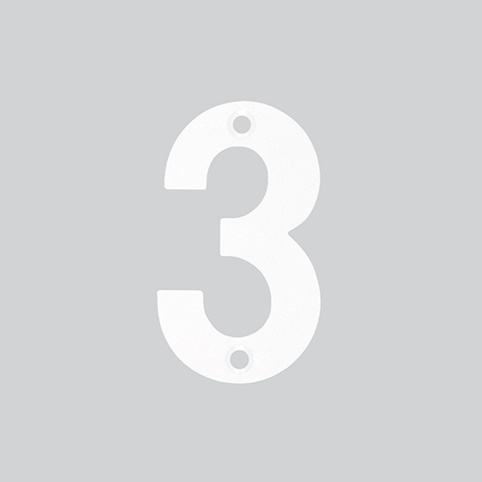 Numeral 3 –  Available in 50mm, 75mm & 100mm – Antimicrobial Eco-Friendly Matt White