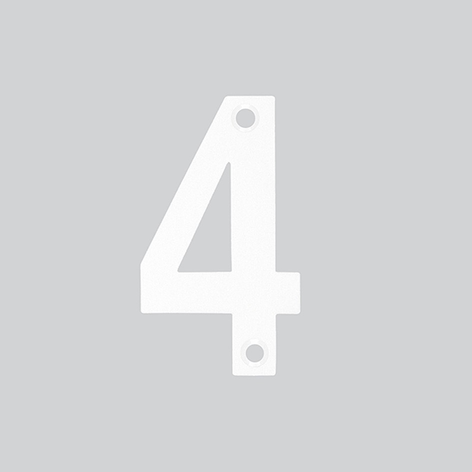 Numeral 4 – Available in 50mm, 75mm & 100mm – Antimicrobial Eco-Friendly Matt White