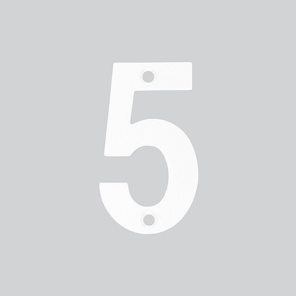 Numeral 5 – Available in 50mm, 75mm & 100mm – Antimicrobial Eco-Friendly Matt White