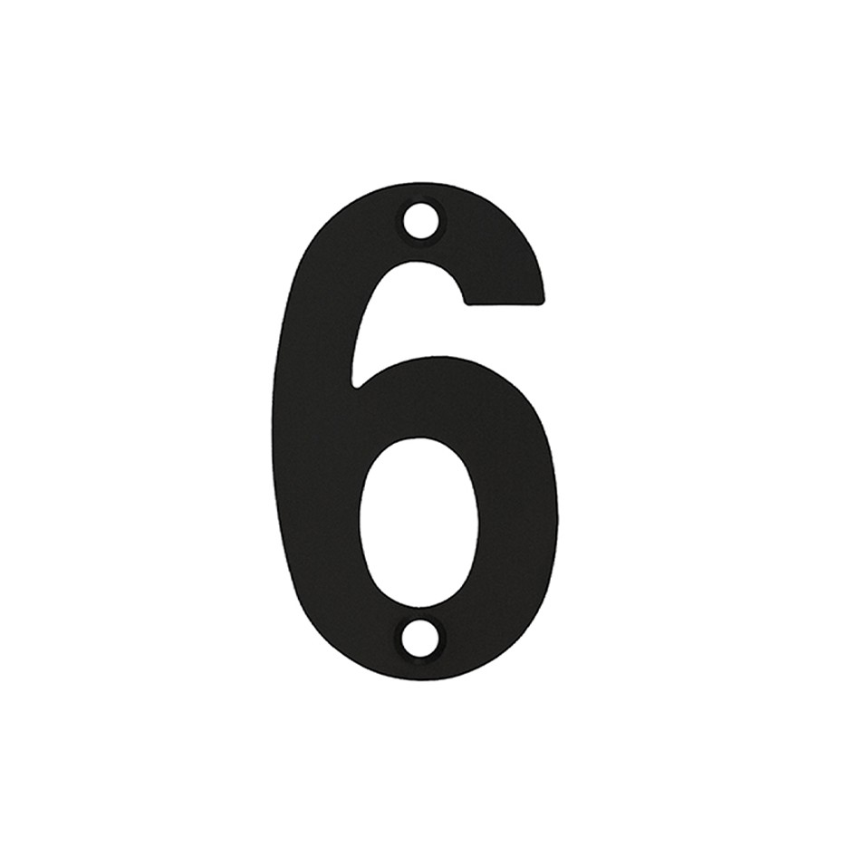 Numeral 6 – Available in 50mm, 75mm & 100mm – Antimicrobial Eco-Friendly Matt Black
