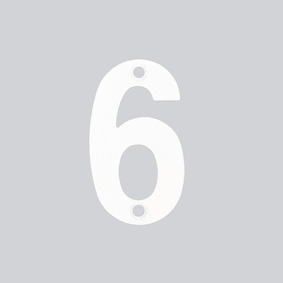 Numeral 6 – Available in 50mm, 75mm & 100mm – Antimicrobial Eco-Friendly Matt White