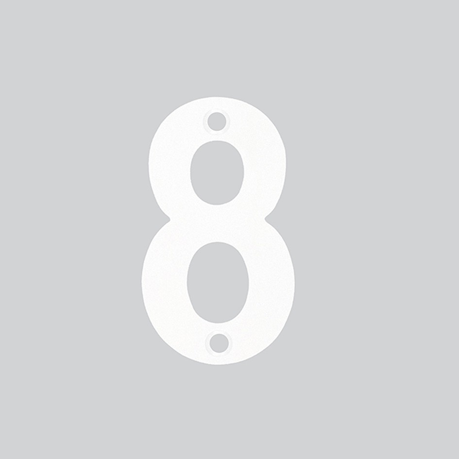 Numeral 8 – Available in 50mm, 75mm & 100mm – Antimicrobial Eco-Friendly Matt White