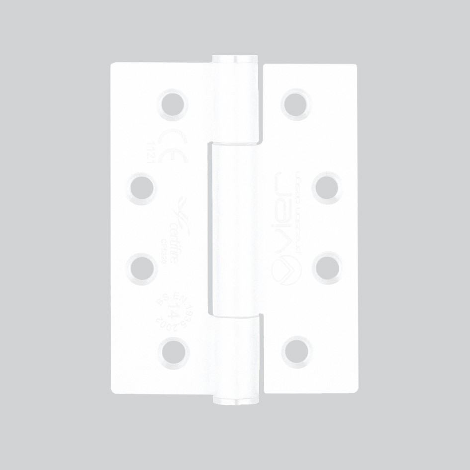 Extremely Heavy Duty Grade 14 Concealed Knuckle Hinges 102mm x 76mm x 3mm – Square corners – Matt White