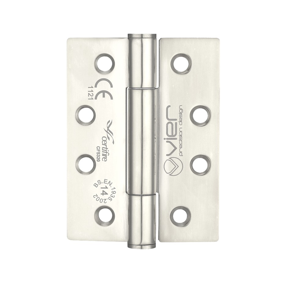 Extremely Heavy Duty Grade 14 Concealed Knuckle Hinges 102mm x 76mm x 3mm – Square corners – Polished Stainless Steel 