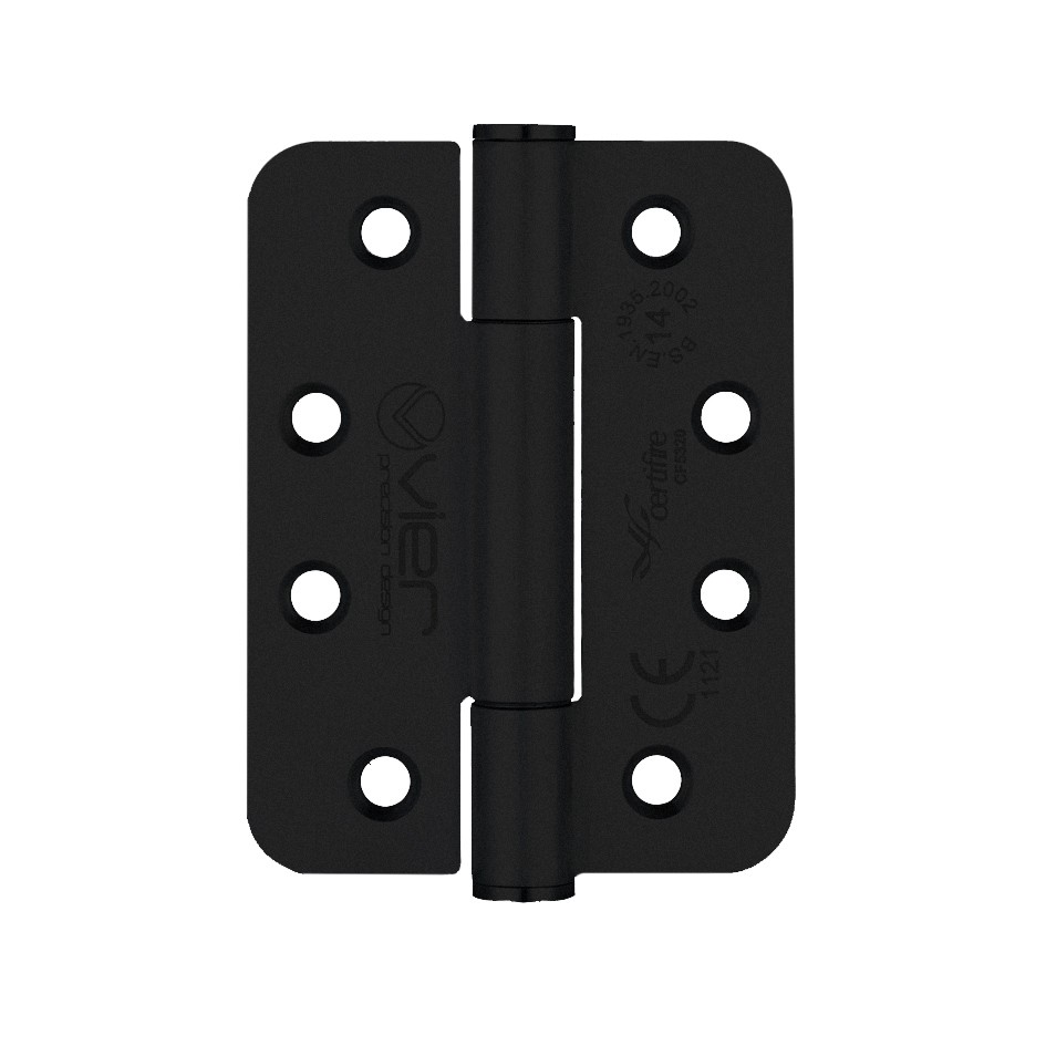 Extremely Heavy Duty Grade 14 Concealed Knuckle Hinges 102mm x 76mm x 3mm – Radius corners – Matt Black