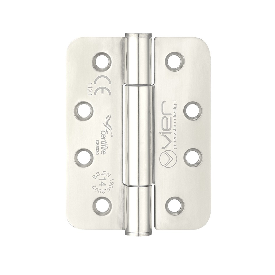 Extremely Heavy Duty Grade 14 Concealed Knuckle Hinges 102mm x 76mm x 3mm – Radius corners – Polished Stainless Steel 