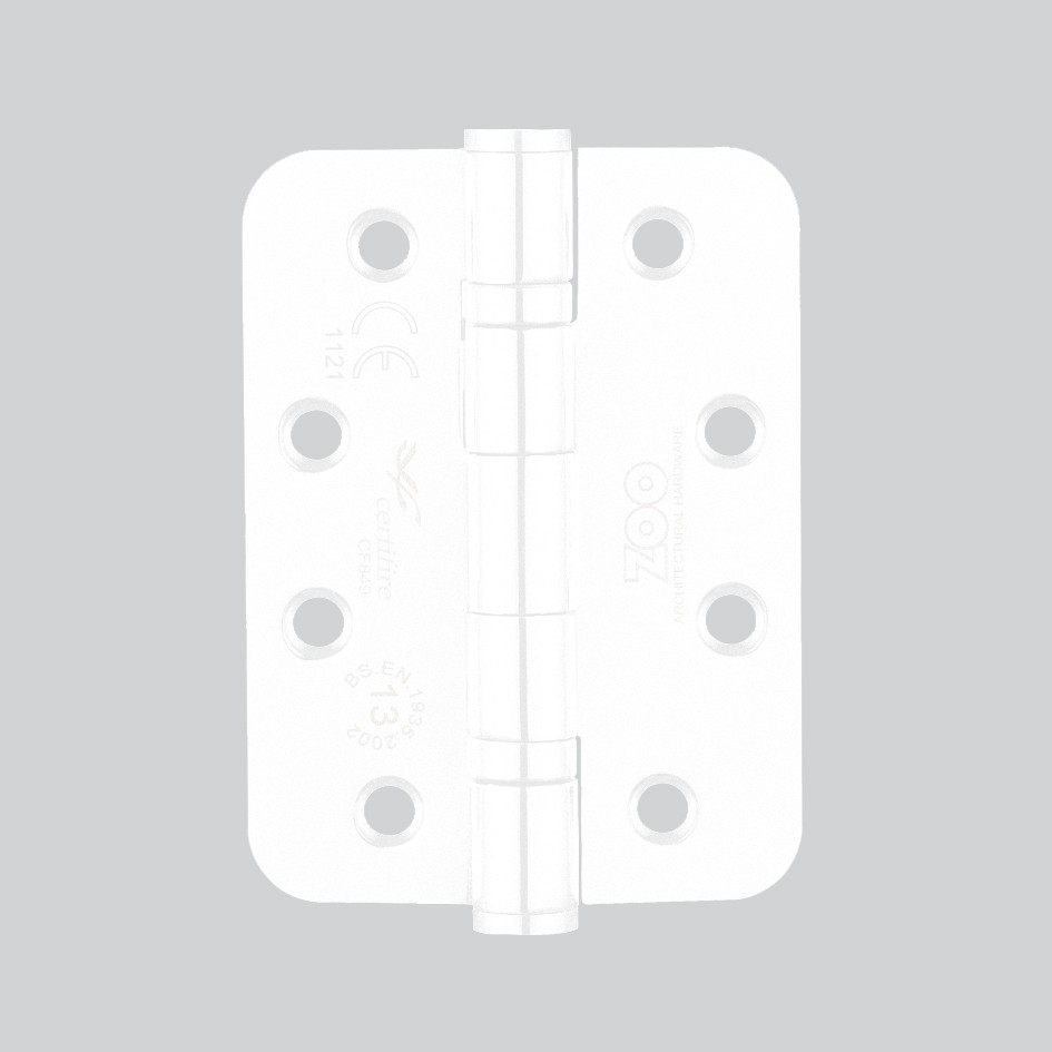 Heavy Duty Ball Bearing Hinges 102mm x 76mm x 3mm – Radius corners  – Matt White