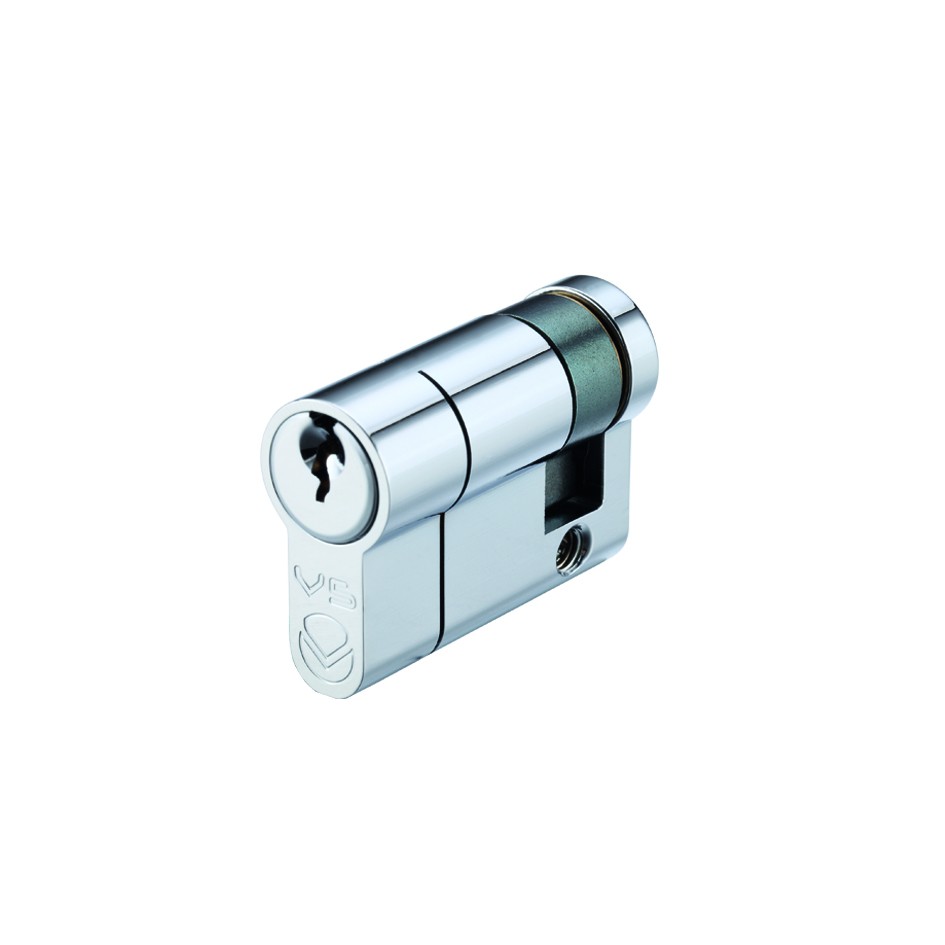 Euro Profile Single Cylinders (K) – Keyed to Differ – Polished Chrome Plate 