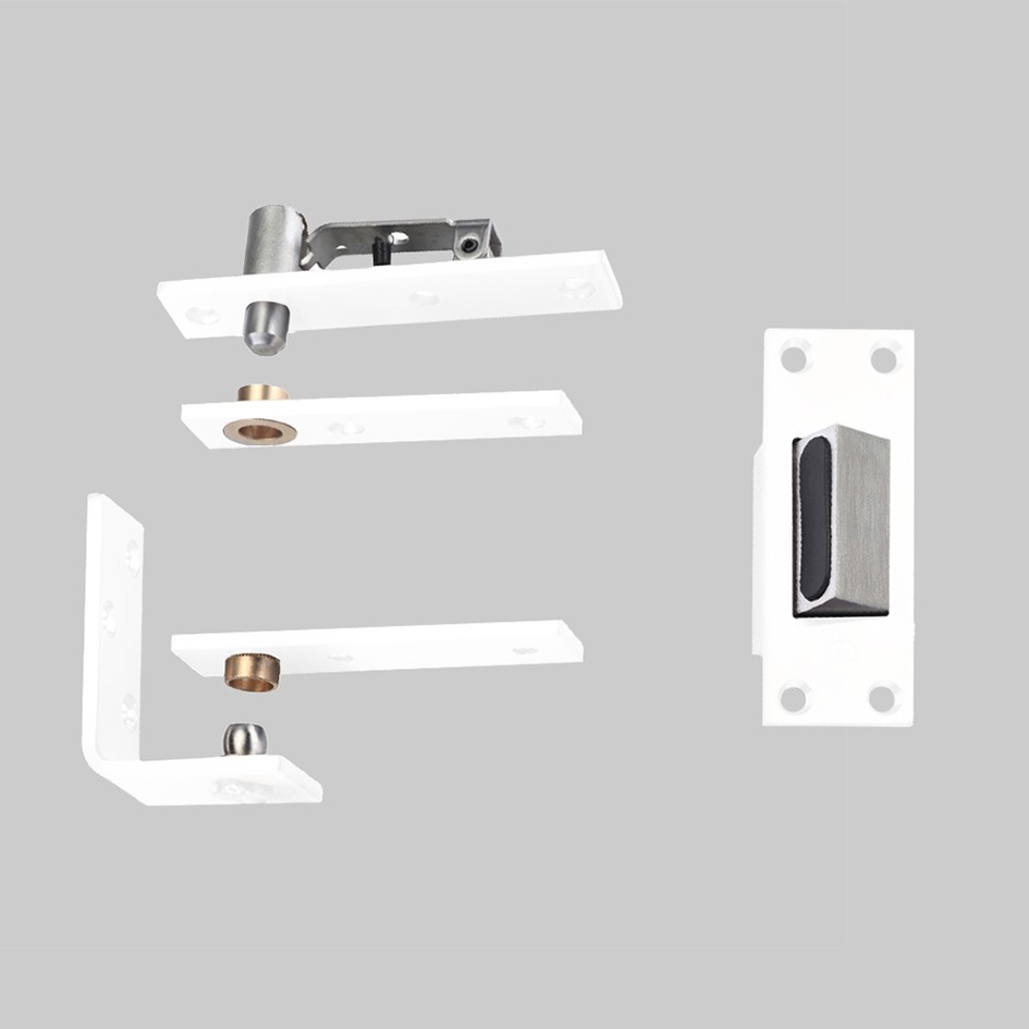 Emergency Pivot Set & Stop for Cubicle Bathroom & Toilet Doors – Matt White