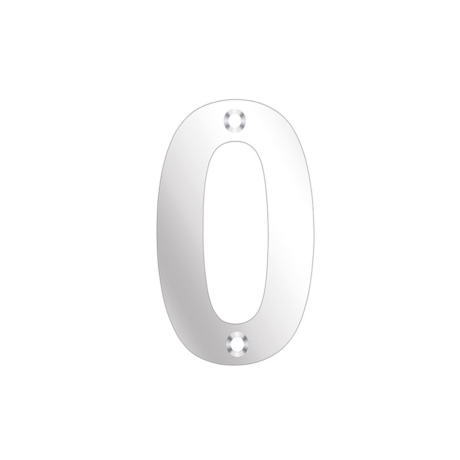 Numeral 0 –  Available in 50mm, 75mm & 100mm – Polished Stainless Steel 
