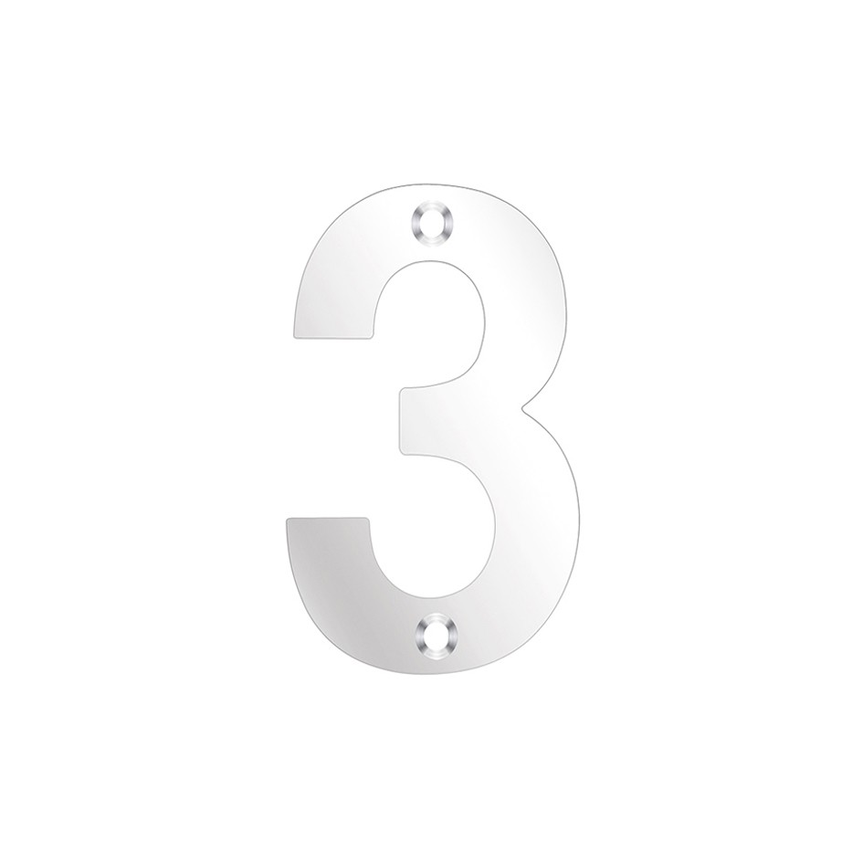 Numeral 3 –  Available in 50mm, 75mm & 100mm – Polished Stainless Steel 