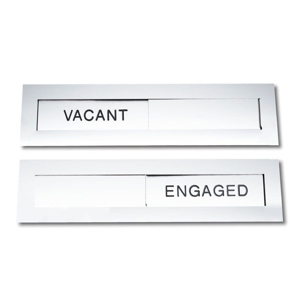 Self Adhesive Sliding VACANT ENGAGED Signs – Polished Stainless Steel 