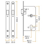 Heavy Duty Architectural DIN Euro Night Latch Case (DDA) – Polished Stainless Steel 