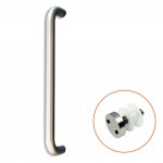 Tubular “D” Bolt Through Fixing Pull Handles for Glass Doors complete with Pignose Bolts – Antimicrobial Satin Stainless Steel