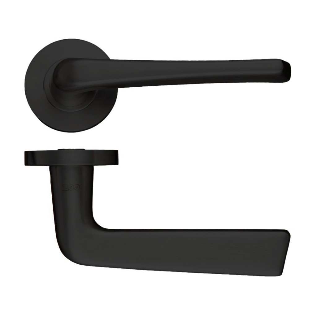 Round Rose Lever Handles – Push on Rose (Sprung) – Antimicrobial Eco-Friendly Matt Black